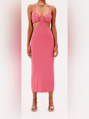 Cult Gaia Serita Cutout Knit Midi Dress Blossom Pink NWT Size M